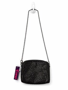 Tianni Black Glitter Chain Strap Crossbody Evening Bag